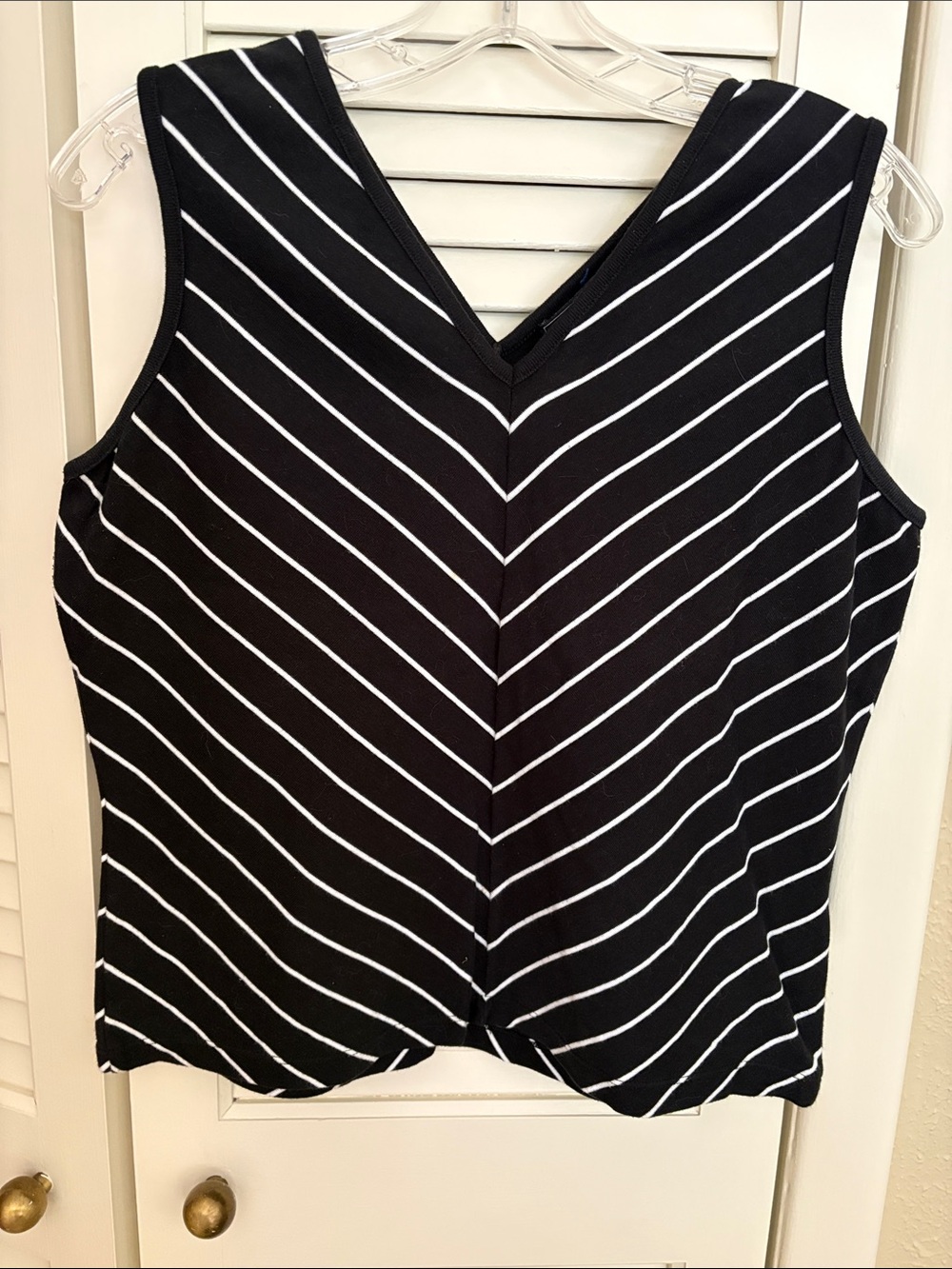 Harold's Black and White Striped V-Neck Tank Top